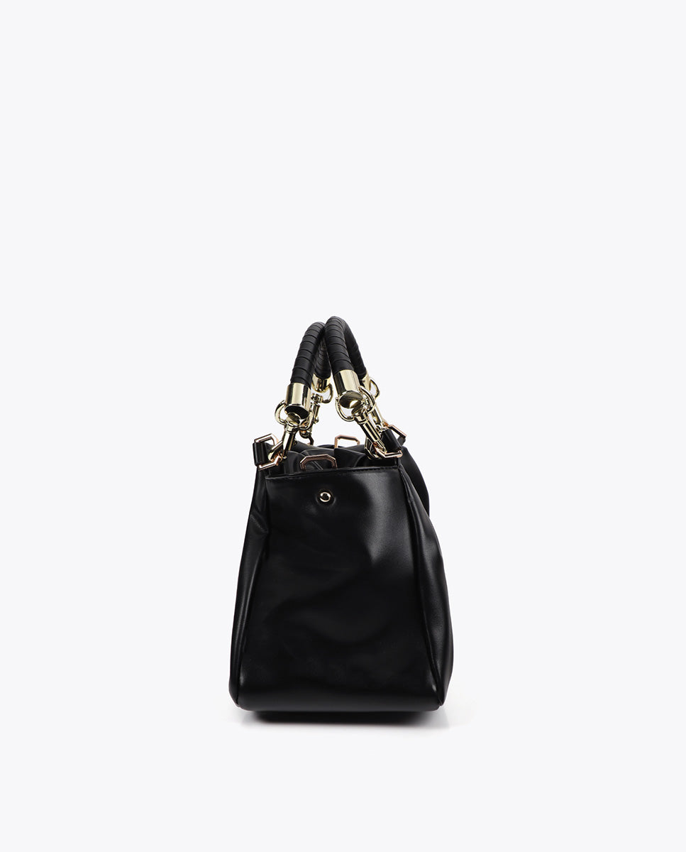 Crossbody Bag Leather Effect with Braided Handle and Metal Details