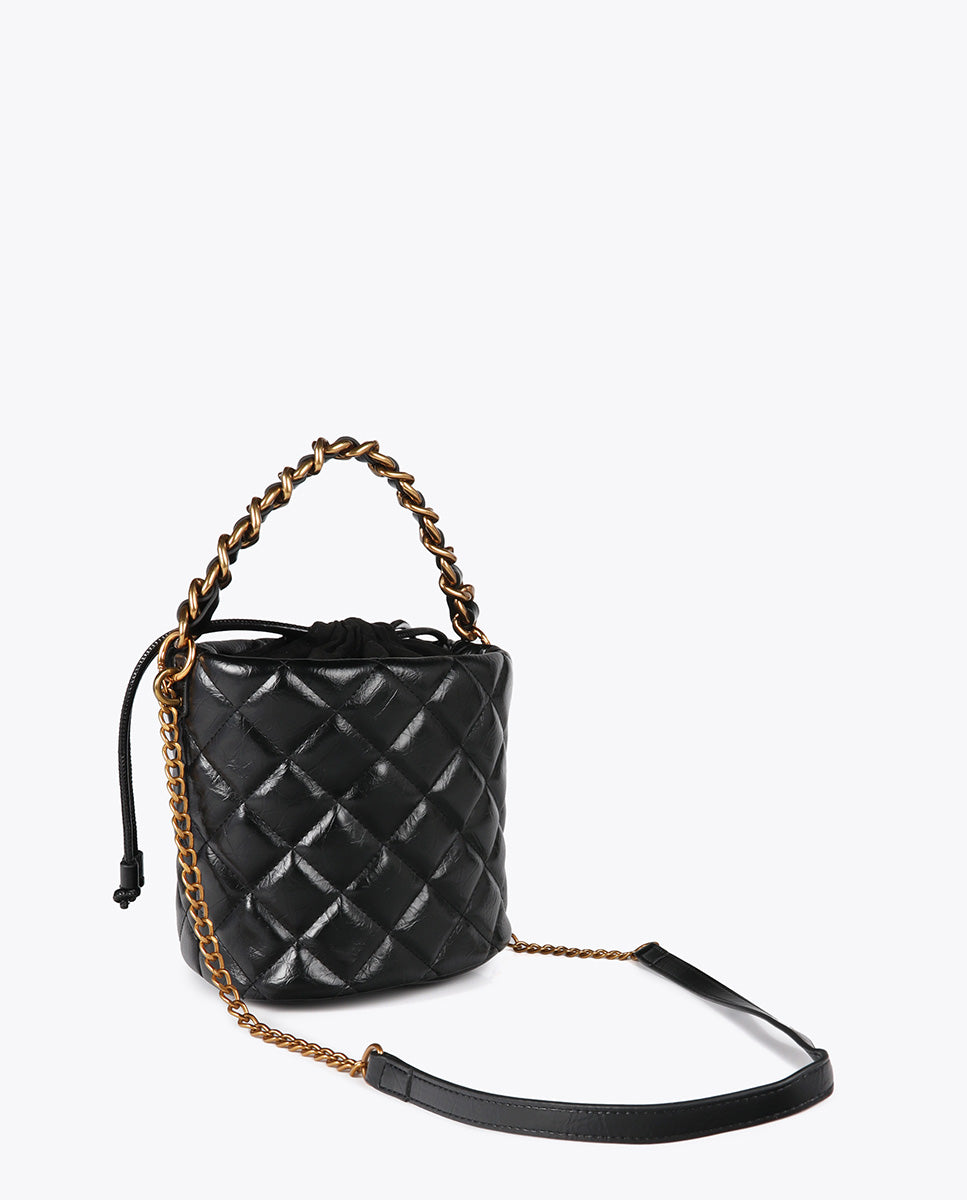Quilted Drawstring Bag with Leopard LC Logo