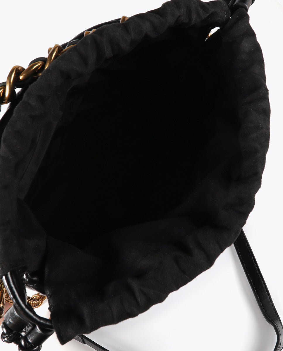 Quilted Drawstring Bag with Leopard LC Logo