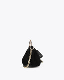 Small pleated bag with a waxed leather effect and 'bags lovers' tag