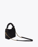 Small Tweed Bag with Ruched Handle and Leopard LC Logo