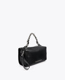 Crinkled Leather Effect Briefcase Bag with Metallic Details and Studs