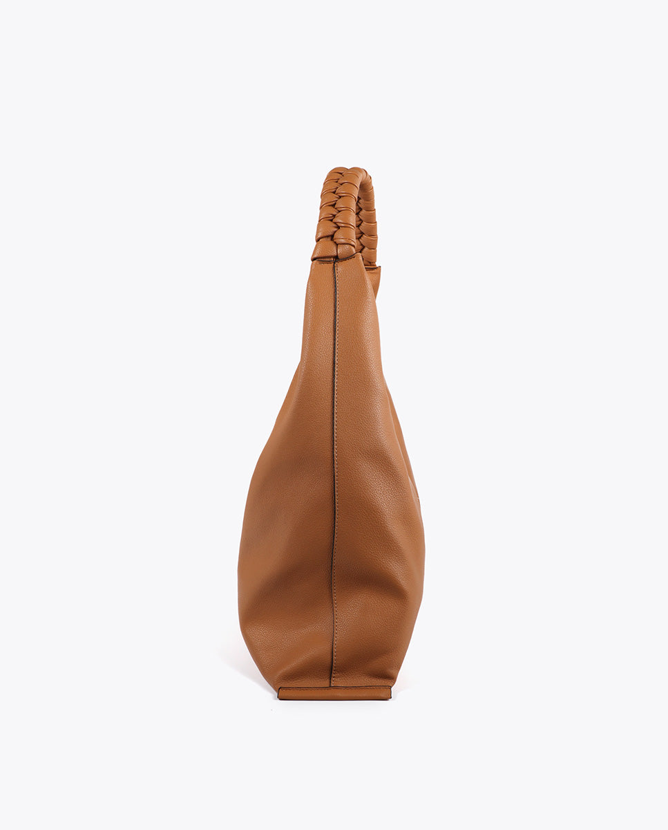 Shopper Bag Faux Leather Braided Handle Leopard LC Logo