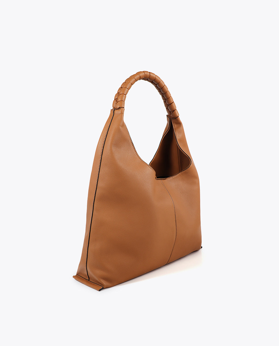 Shopper Bag Faux Leather Braided Handle Leopard LC Logo