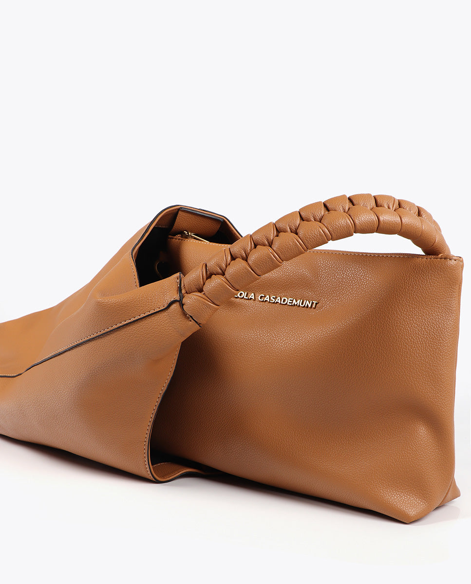 Shopper Bag Faux Leather Braided Handle Leopard LC Logo