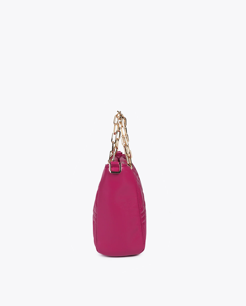Quilted Logo Mini Shopper in Faux Leather with Chain Handle