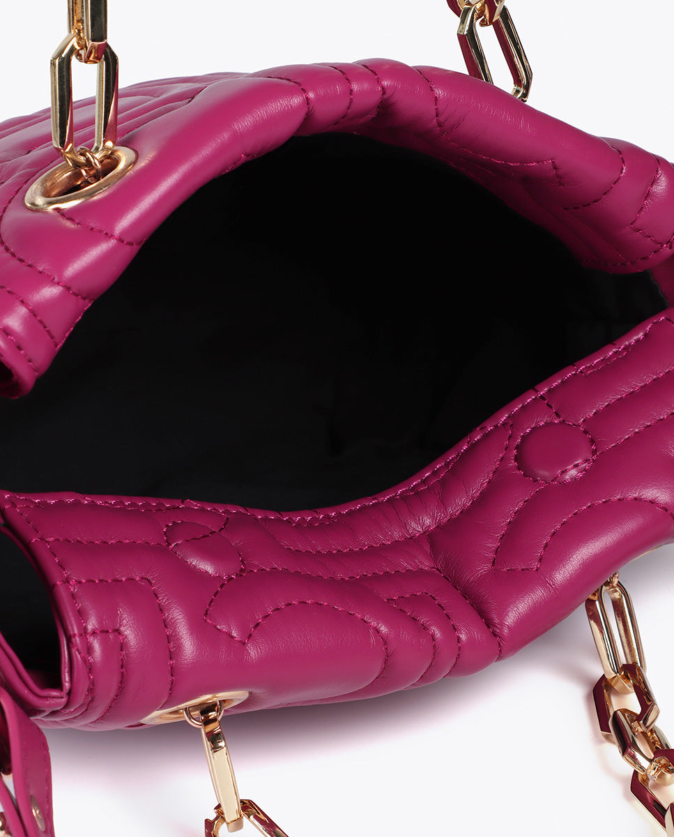 Quilted Logo Mini Shopper in Faux Leather with Chain Handle
