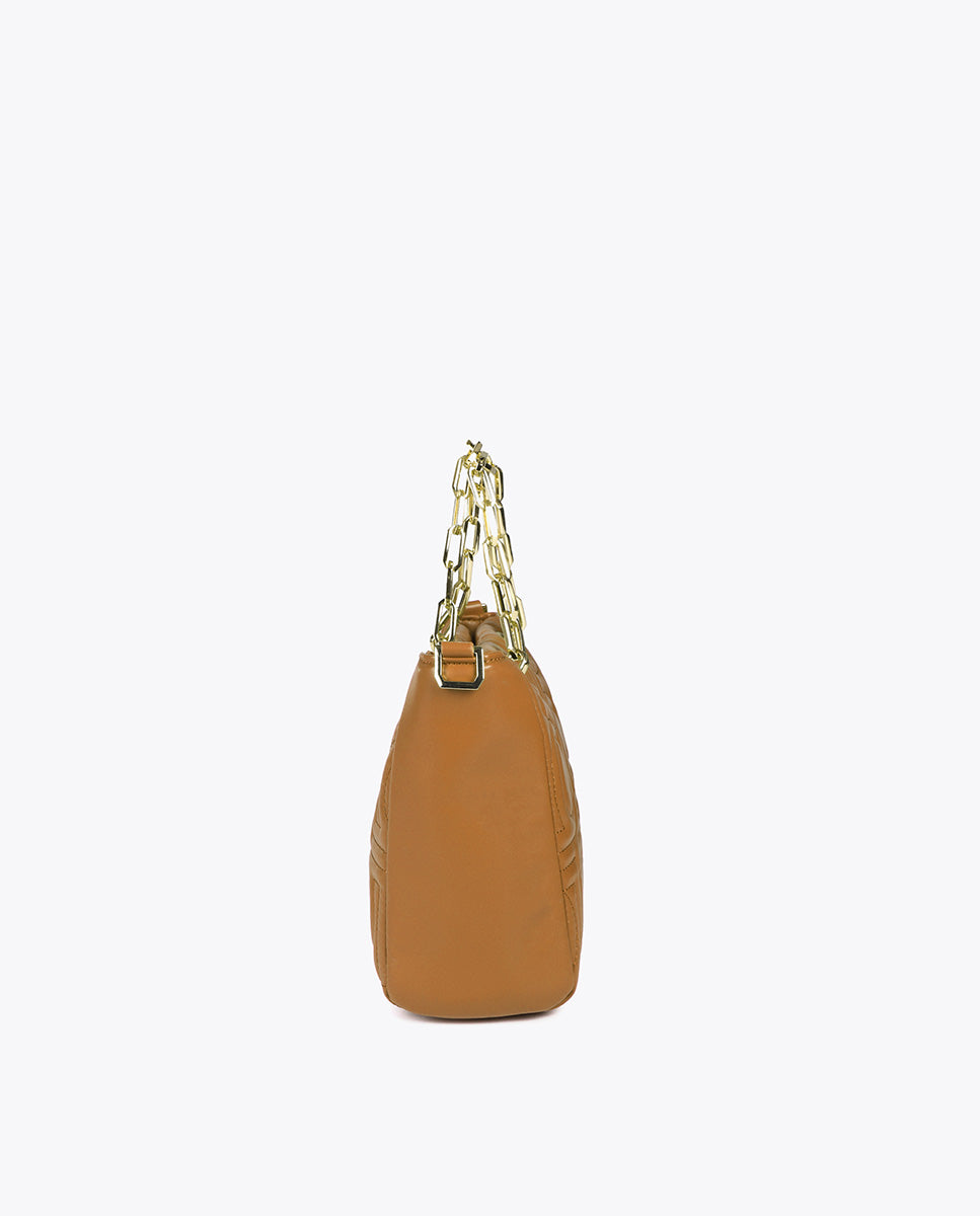 Quilted Logo Mini Shopper in Faux Leather with Chain Handle