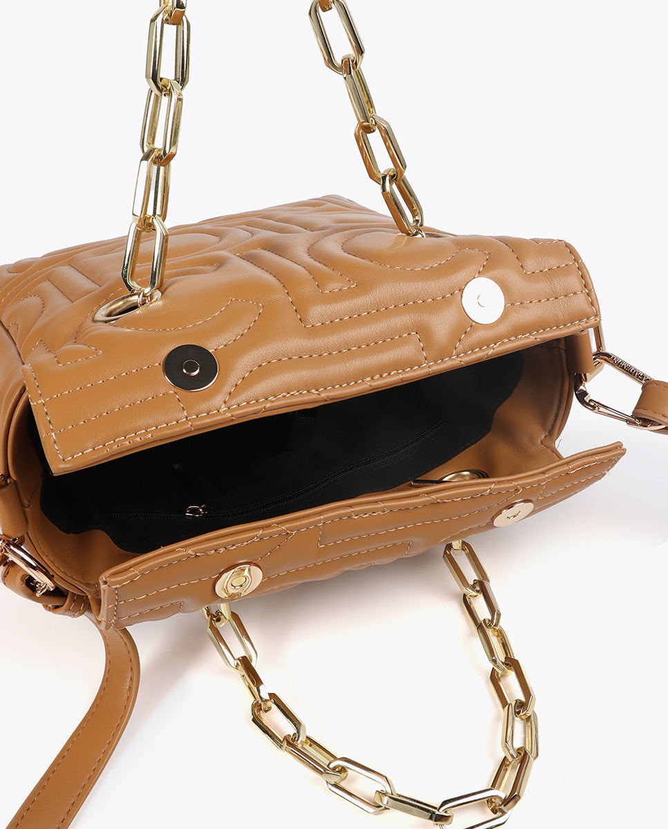 Quilted Logo Mini Shopper in Faux Leather with Chain Handle