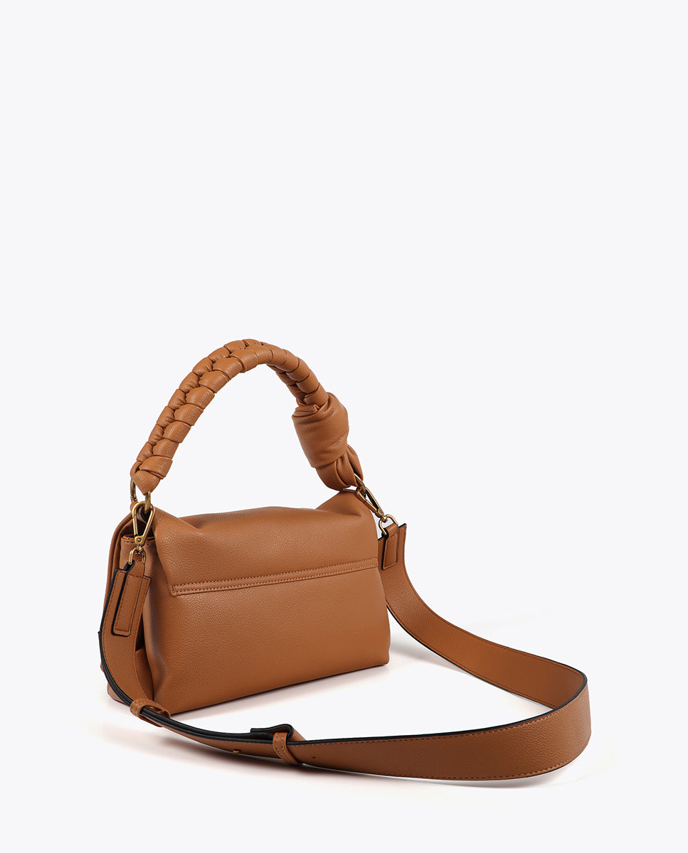 Crossbody Bag with Flap and Knot Handle. Leopard LC Logo