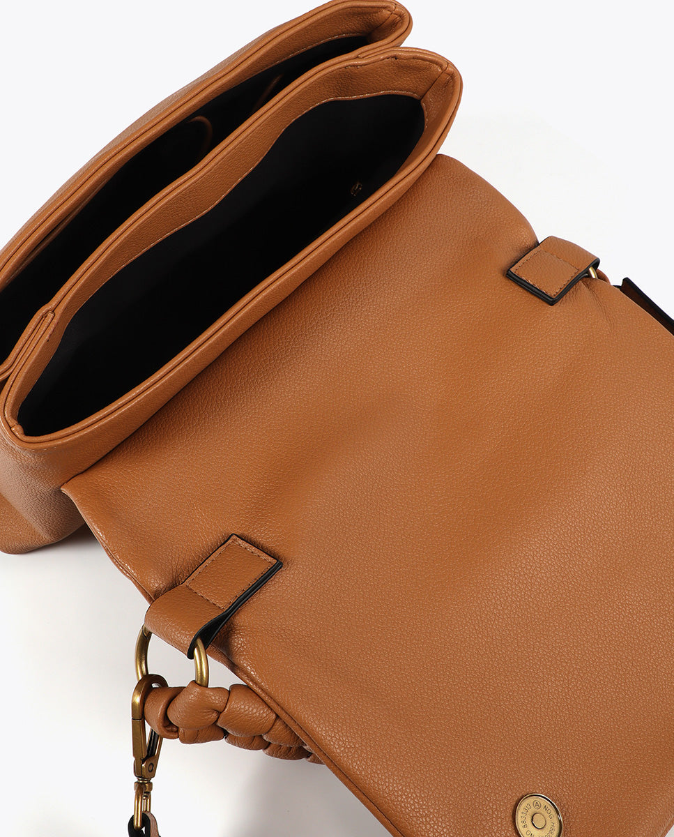 Crossbody Bag with Flap and Knot Handle. Leopard LC Logo