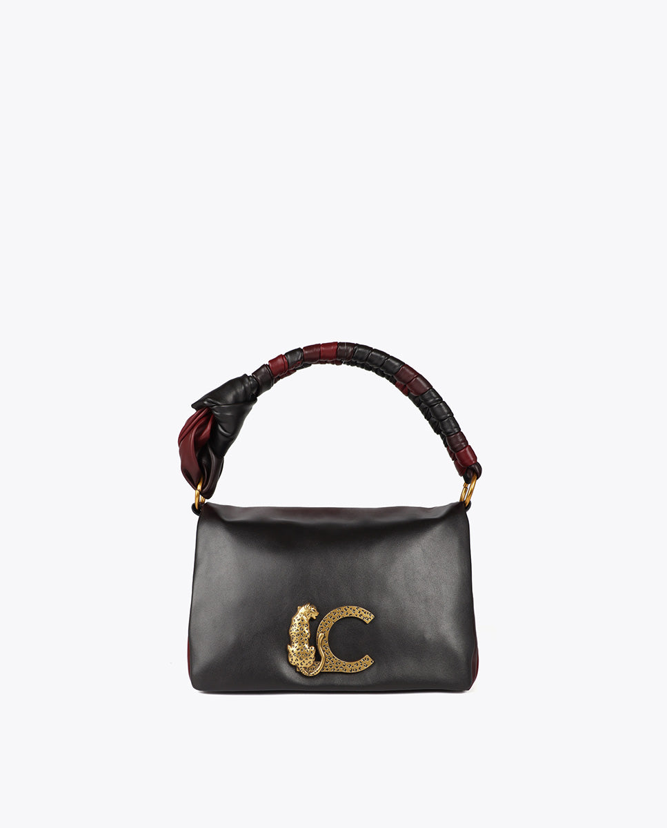 Flap Crossbody with Knot Handle. Leopard LC Logo