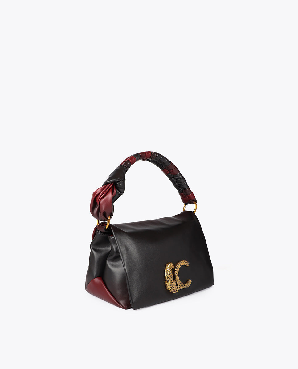 Flap Crossbody with Knot Handle. Leopard LC Logo