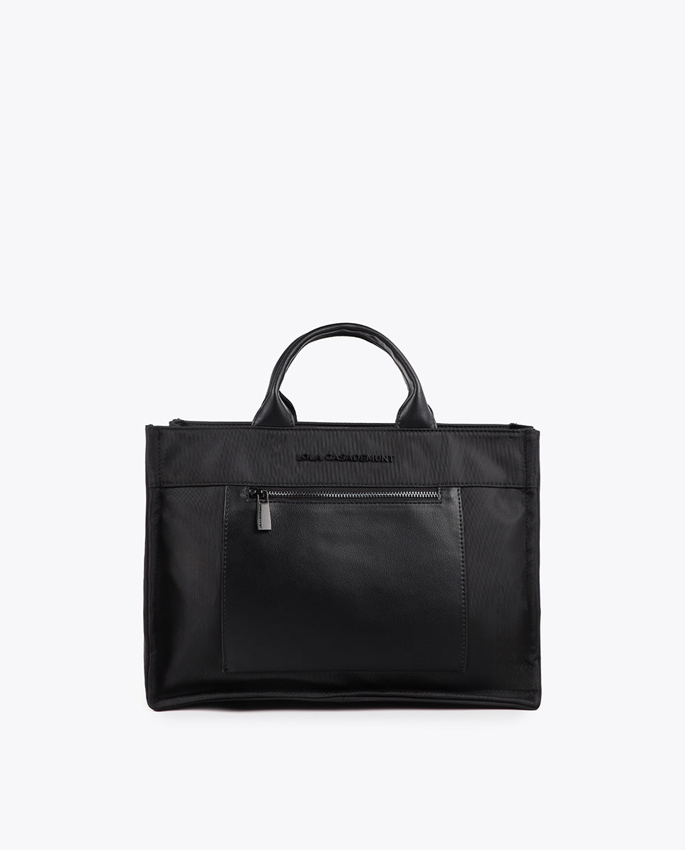 Nylon Bag with Leather Effect