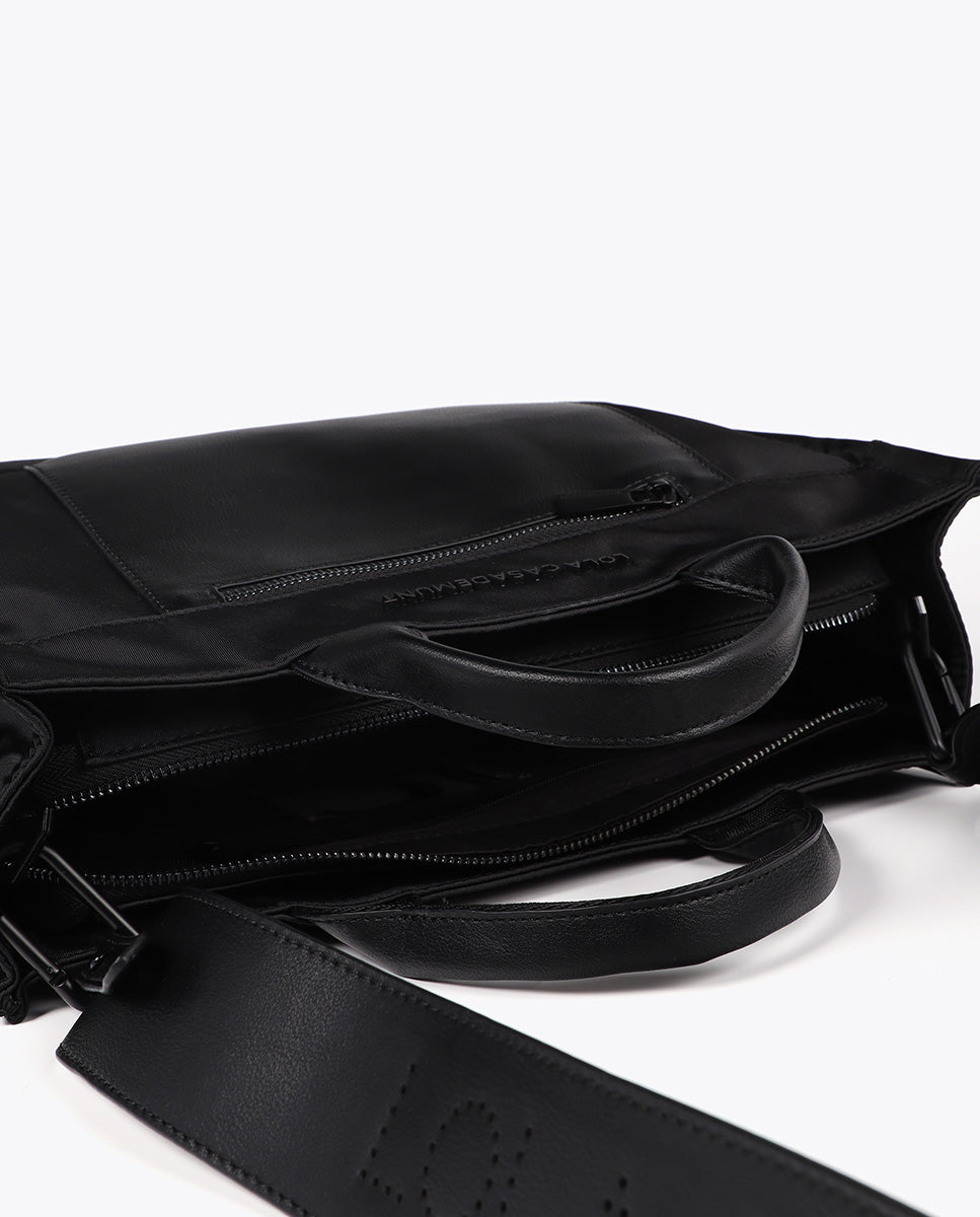 Nylon Bag with Leather Effect