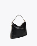 Two-Tone Crinkled Leather Effect Crossbody Bag
