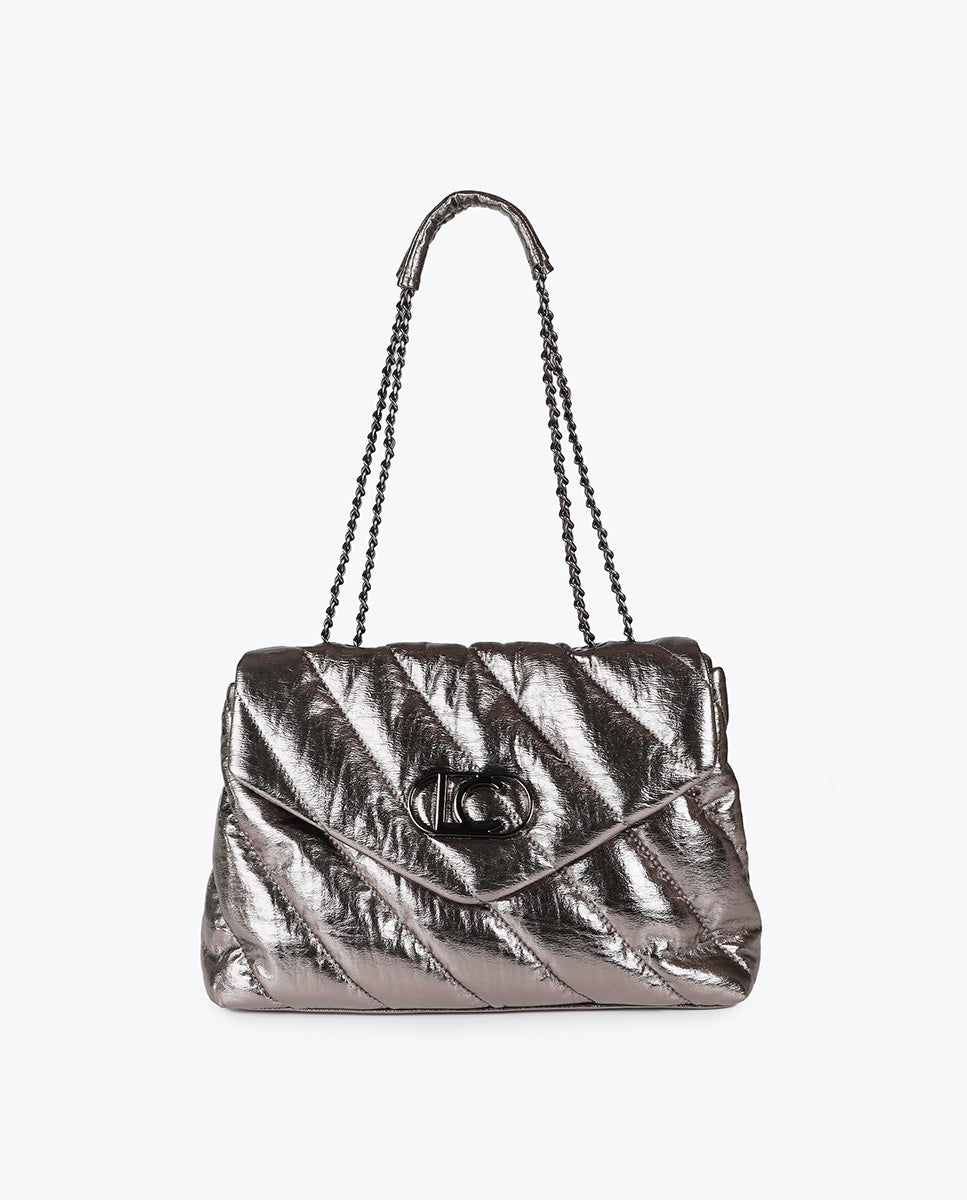Metallic Quilted Flap Bag