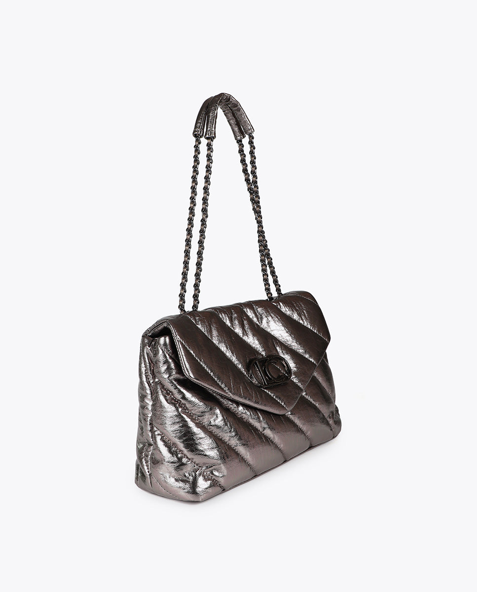 Metallic Quilted Flap Bag