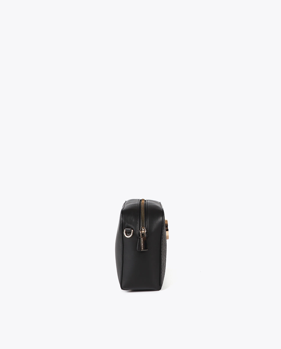 Oval LC Logo Snake Effect Crossbody Bag