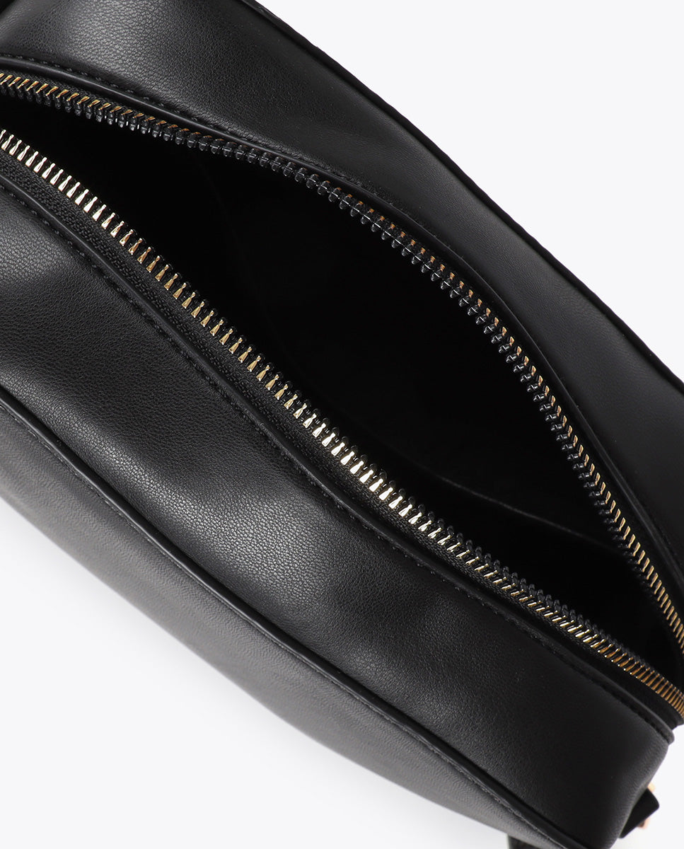 Oval LC Logo Snake Effect Crossbody Bag