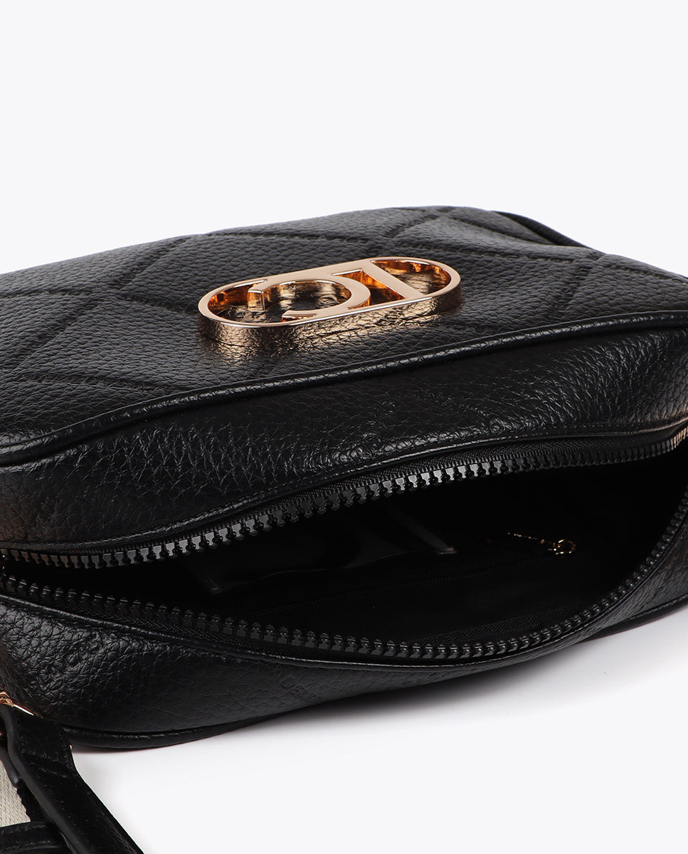 Monogram Diamond Oval Logo Faux Leather Crossbody