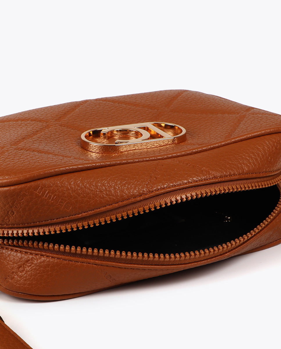 Monogram Diamond Oval Logo Faux Leather Crossbody