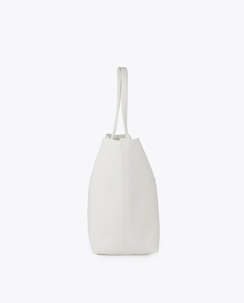 Faux Leather Monogram Shopper with Oval Logo Charm