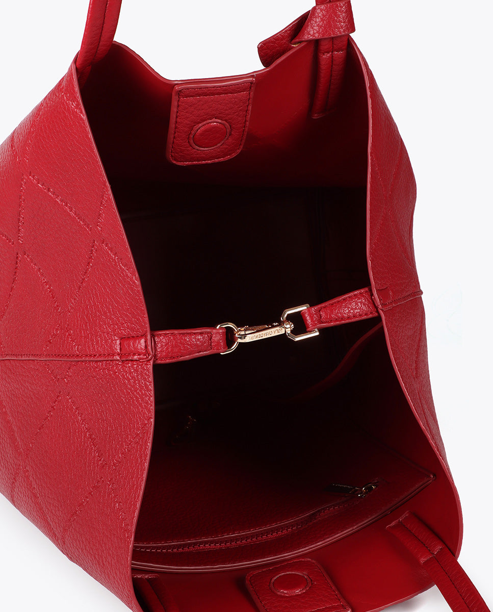 Faux Leather Monogram Shopper with Oval Logo Charm