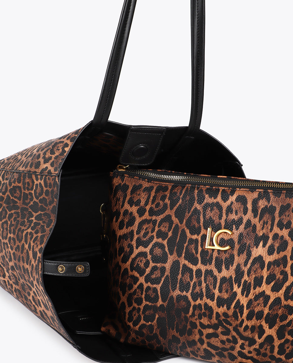 Leopard Print Shopper Bag with LC Logo