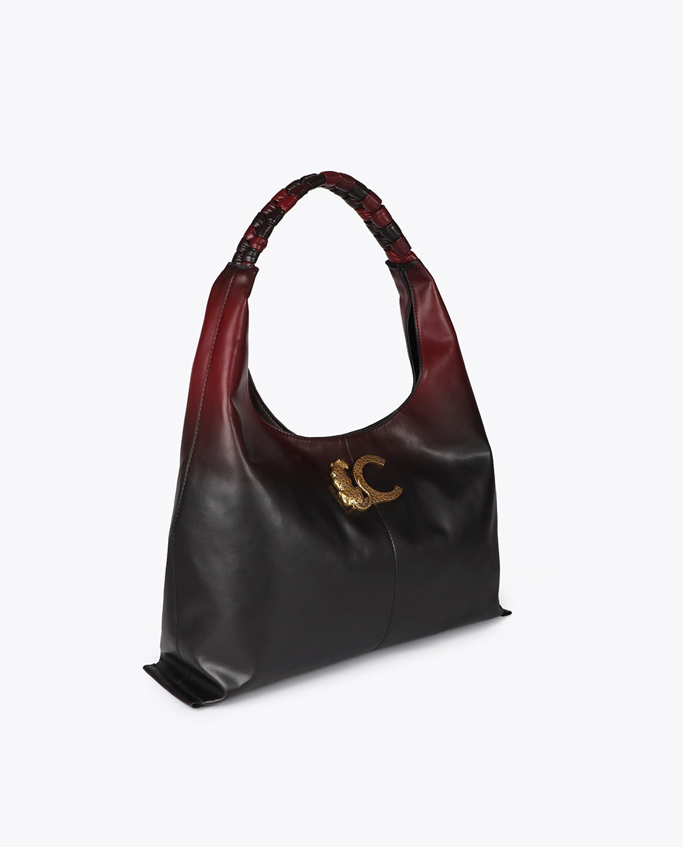 Faux Leather Effect Shopper Bag with Braided Handle and Leopard LC Logo