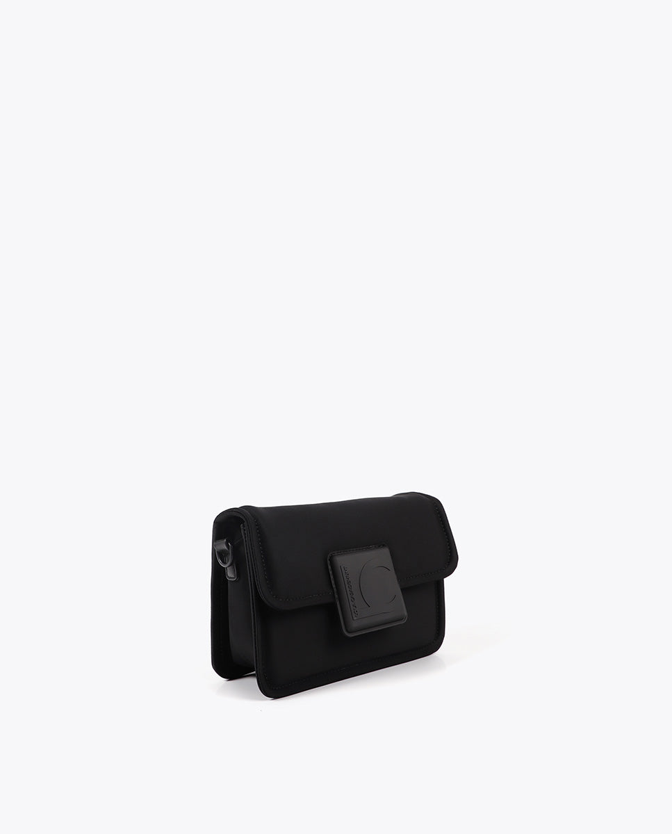 Neoprene Fabric Crossbody Bag with Silicone Logo Detail