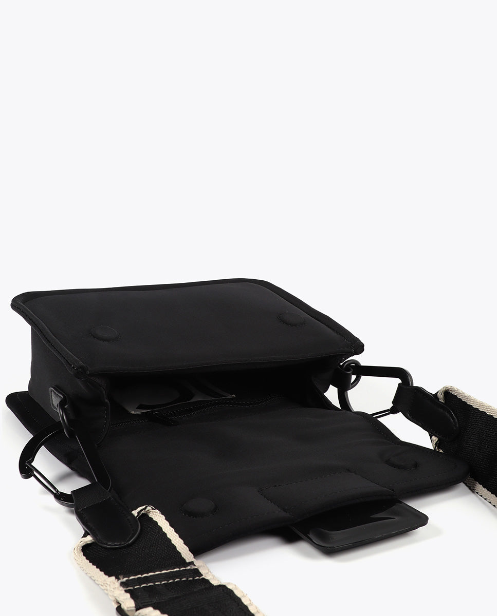 Neoprene Fabric Crossbody Bag with Silicone Logo Detail