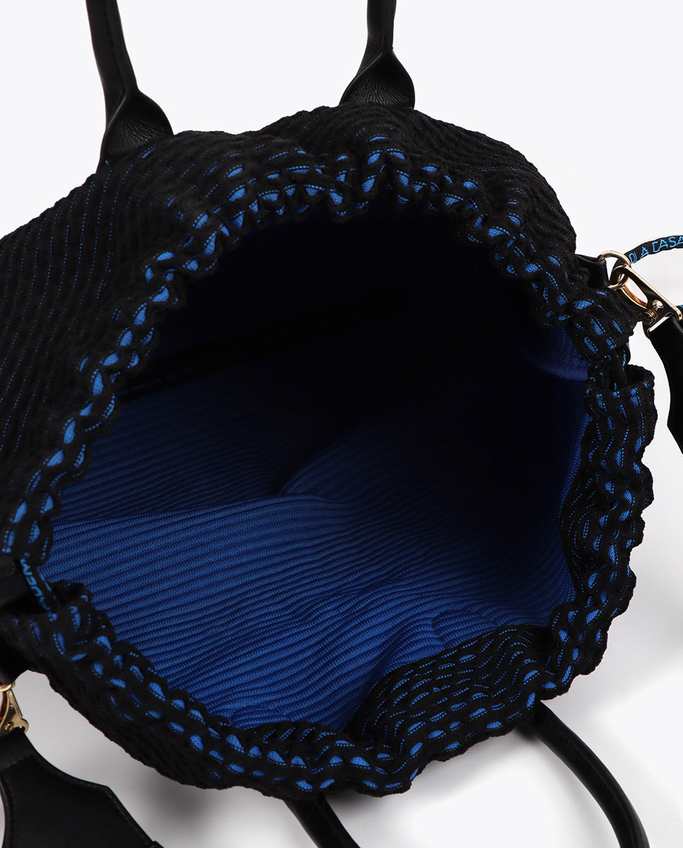 Woven Mesh Bag with Blue Interior