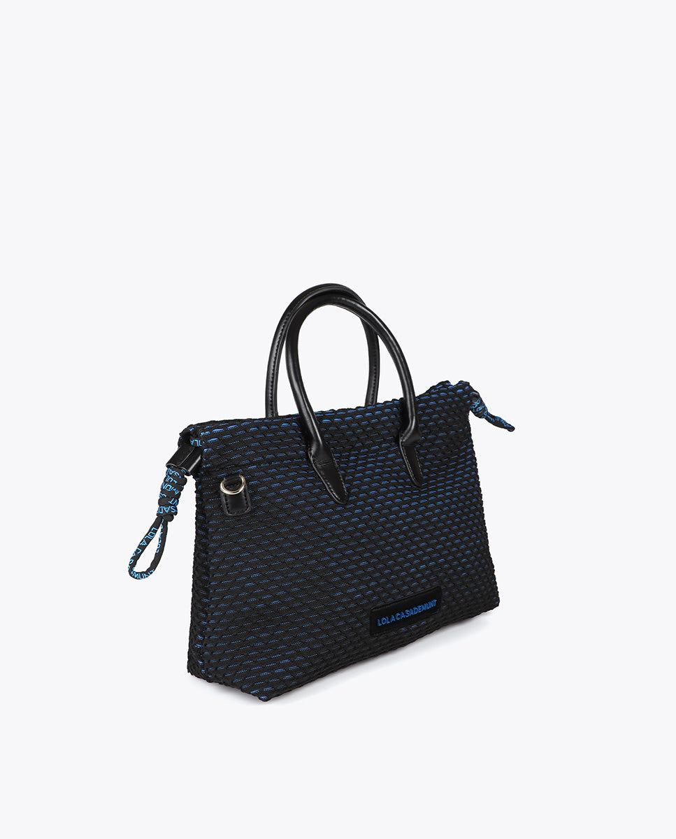 Blue Interior Mesh Fabric Shoulder Bag