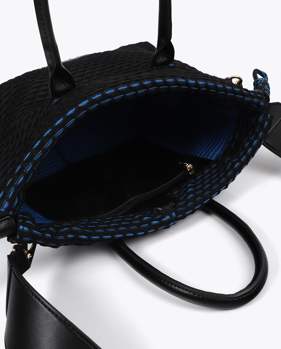 Blue Interior Mesh Fabric Shoulder Bag