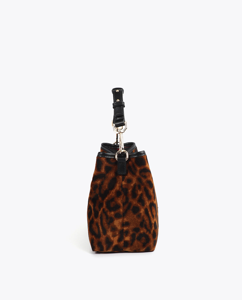 Woven Animal Print Shield Patch Bag