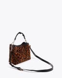 Woven Animal Print Shield Patch Bag