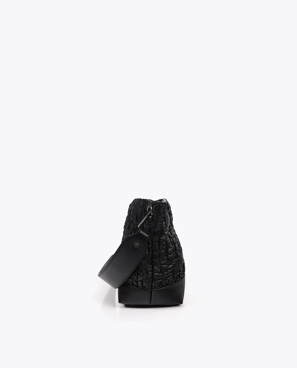 Ruched Faux Leather Crossbody