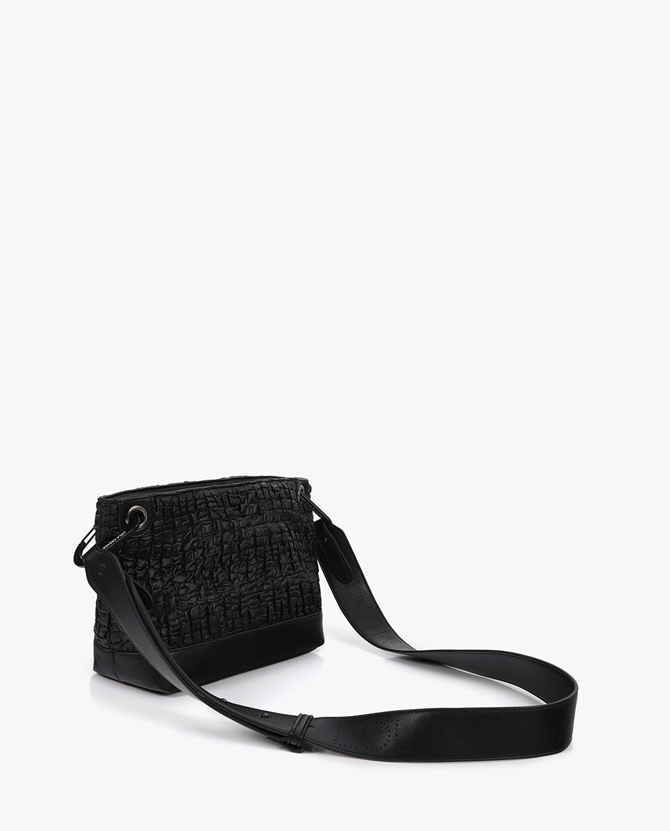 Ruched Faux Leather Crossbody