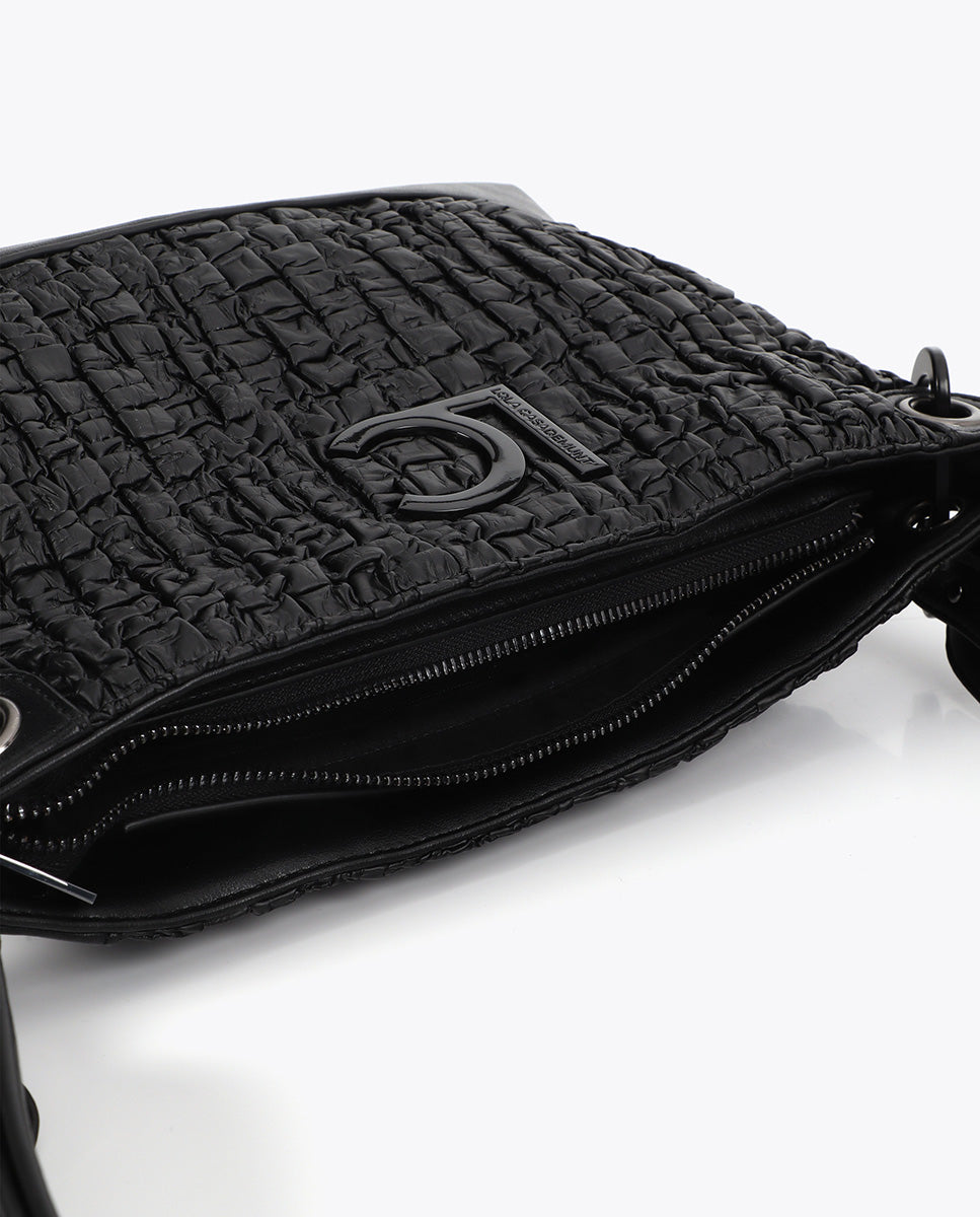 Ruched Faux Leather Crossbody