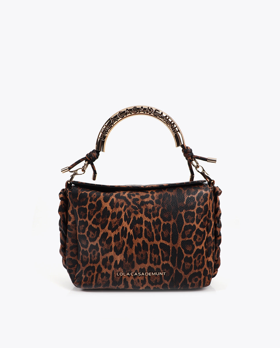 Metallic Handle Shoulder Bag Custom Animal Print