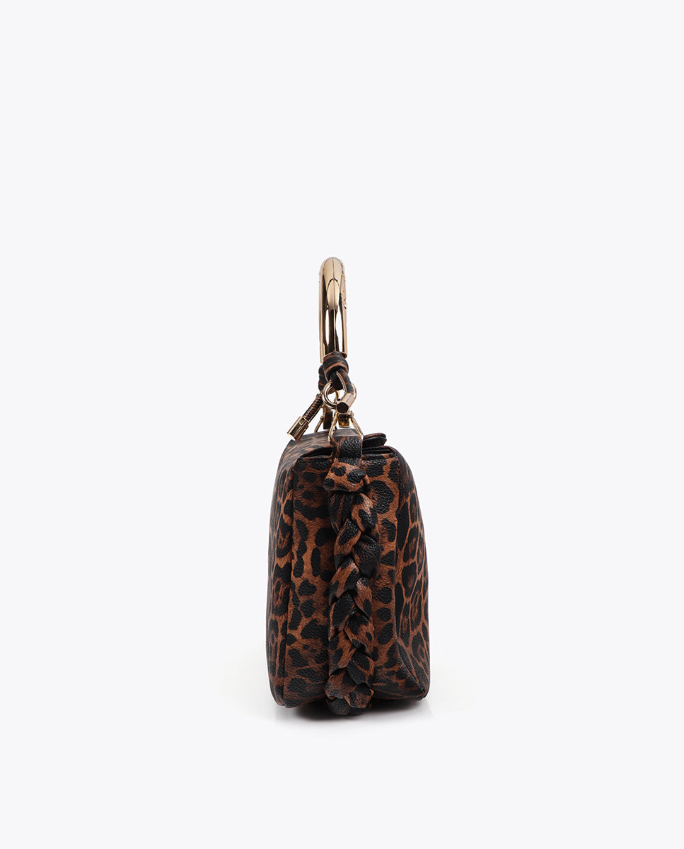 Metallic Handle Shoulder Bag Custom Animal Print