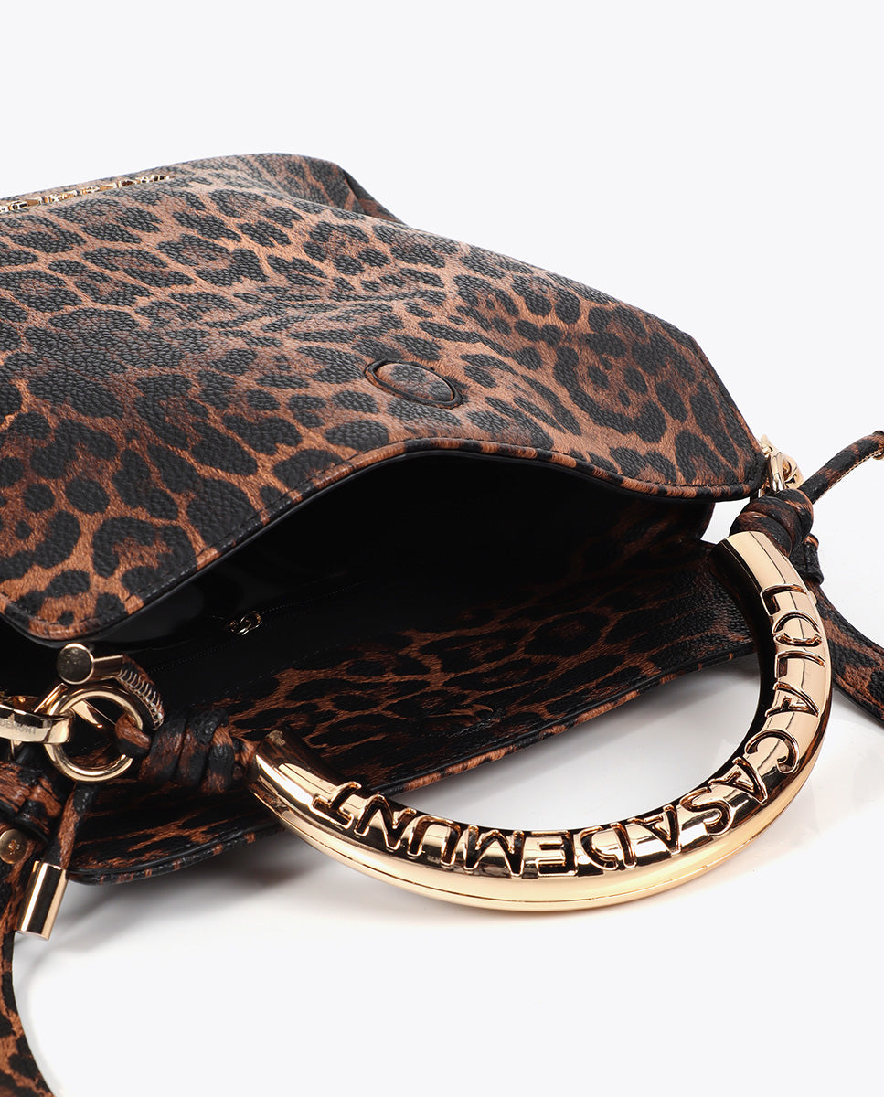 Metallic Handle Shoulder Bag Custom Animal Print