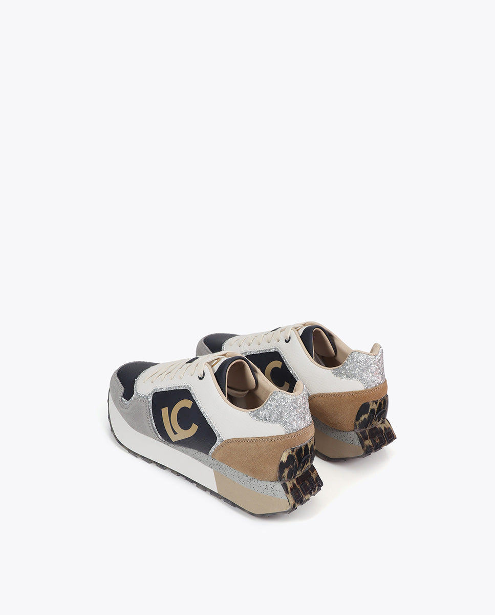 Animal print trainers with personalised sole and leather details