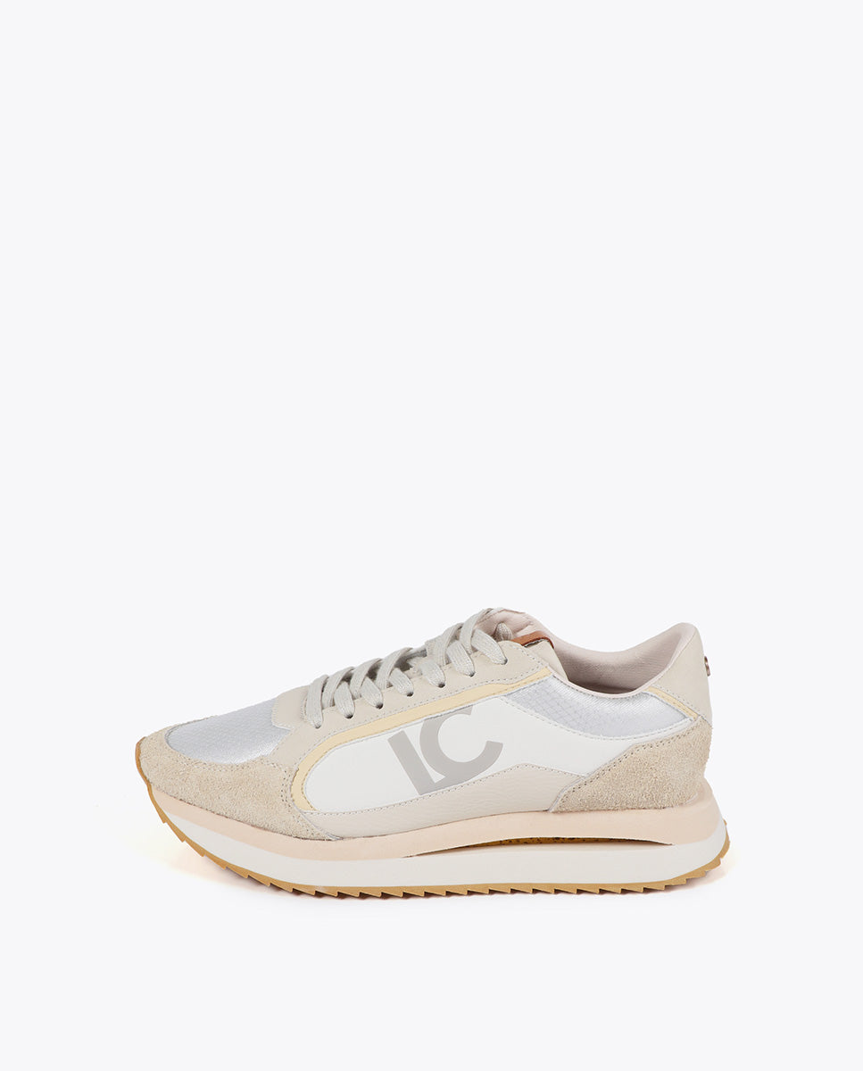 Sneakers with Multi-Texture Sole and Leather Details