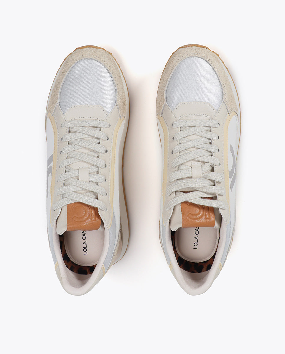 Sneakers with Multi-Texture Sole and Leather Details