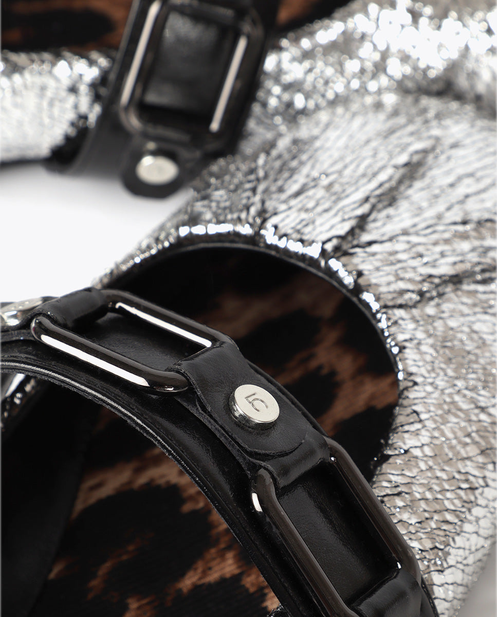 Metallic Ballet Flats with Ruched Detail