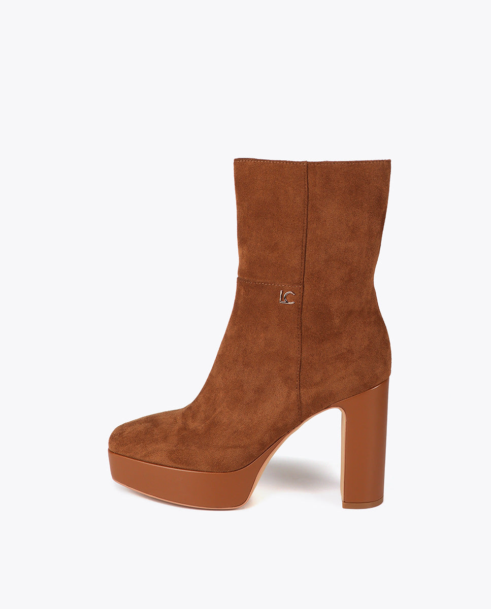 Platform Ankle Boot in Suede Effect