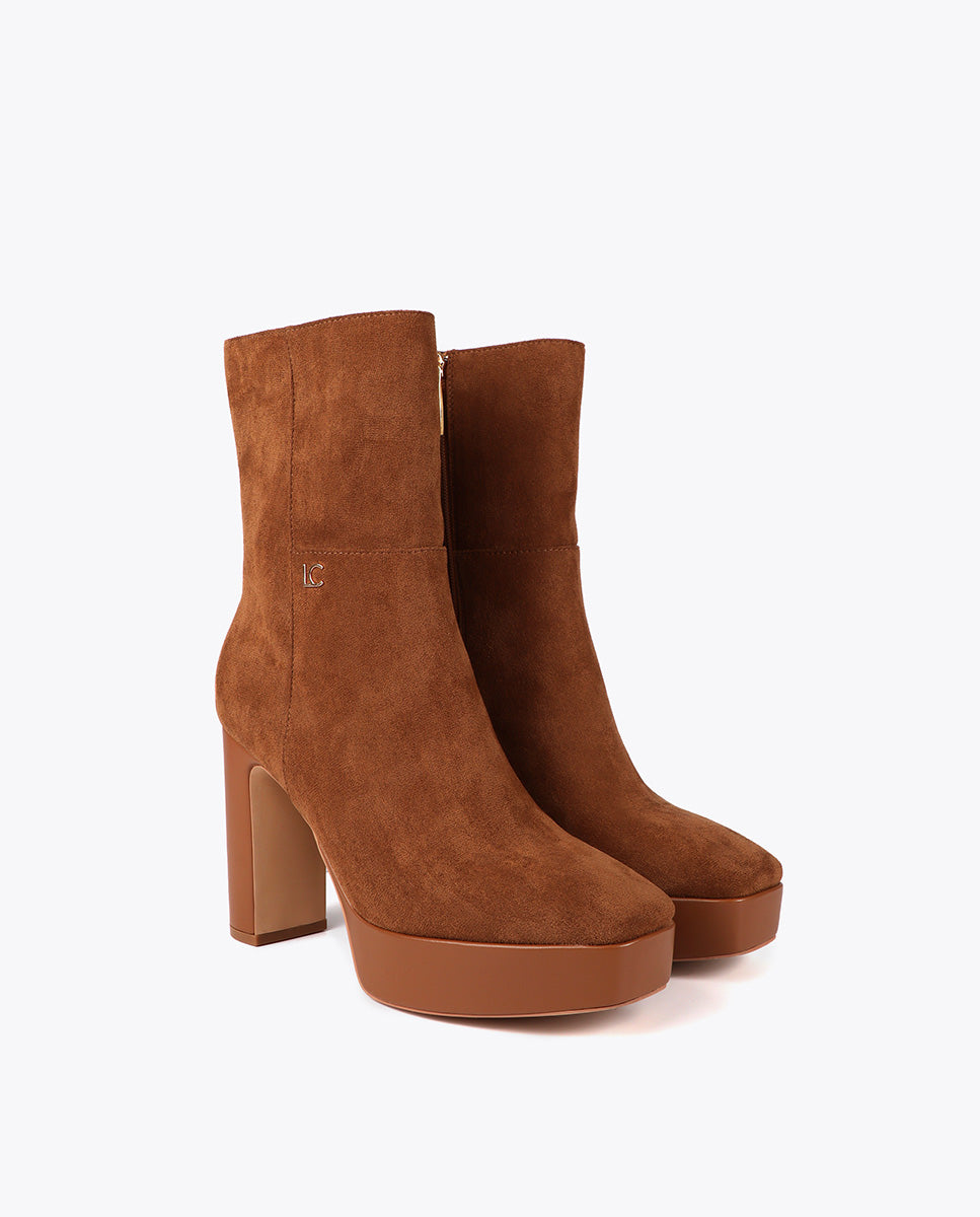 Platform Ankle Boot in Suede Effect