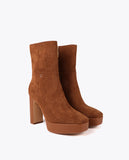 Platform Ankle Boot in Suede Effect